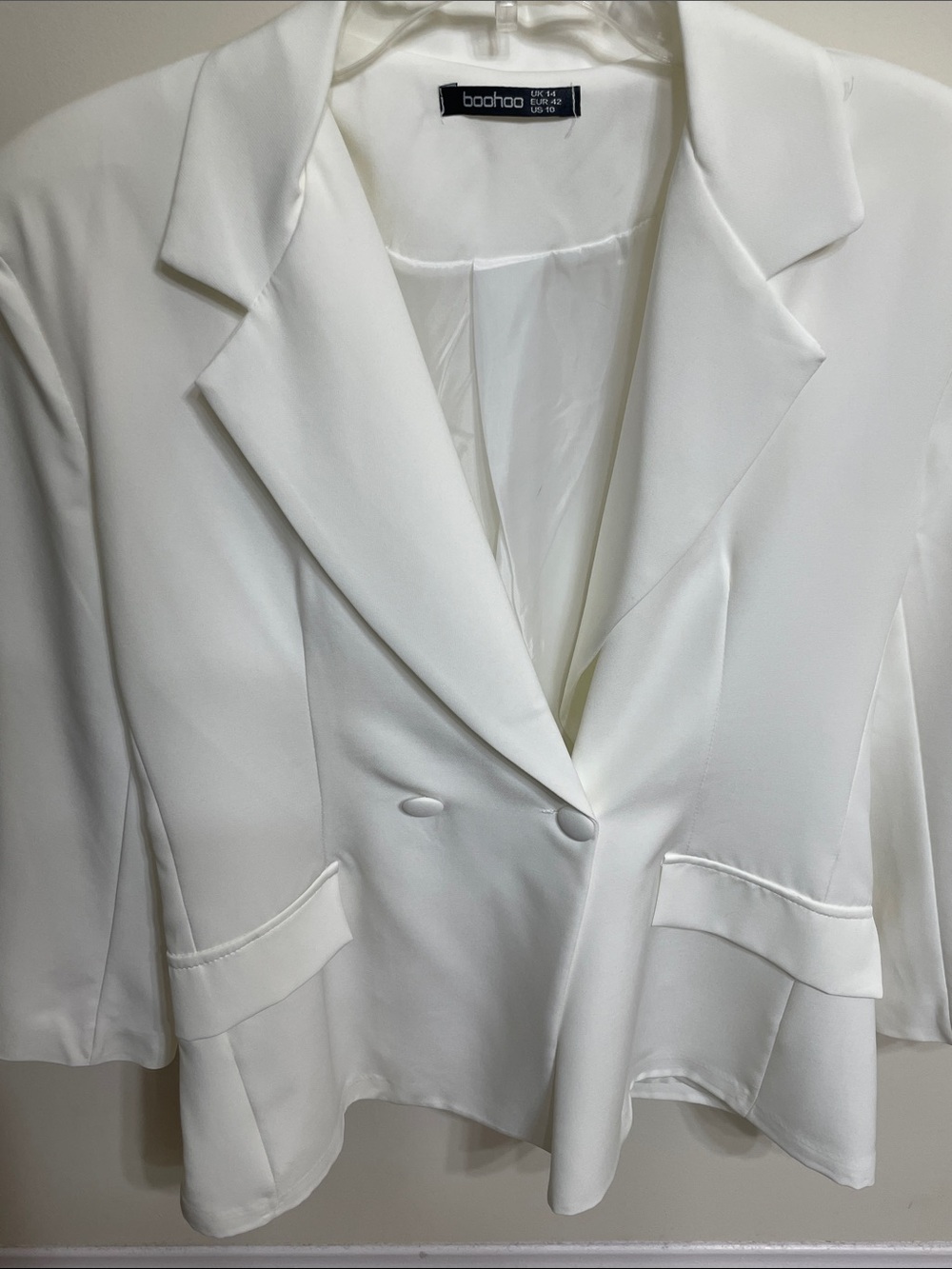 Boohoo Ivory Double-Breasted Blazer Jacket
